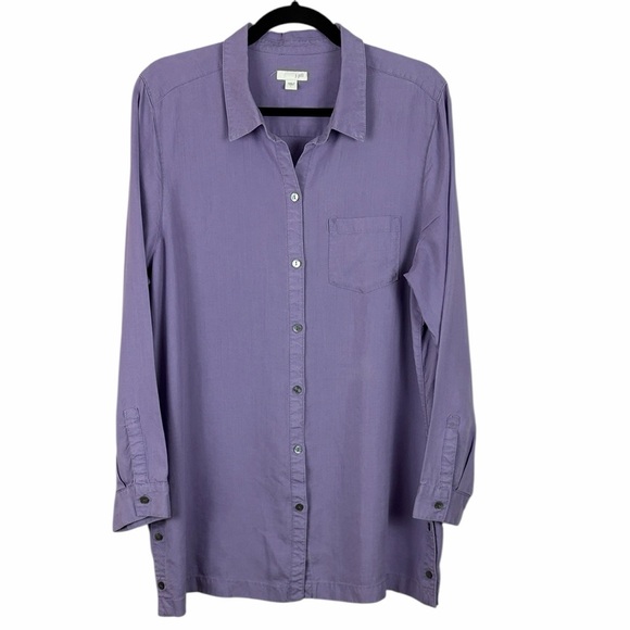 J. Jill Tops - J. Jill Classic Button-Down Long Sleeve Tunic Shirt 100% Tencel Large Lavender